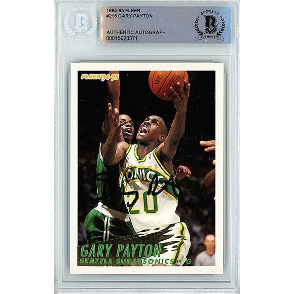 Gary Payton Autographed Seattle Sonics '94-95 Fleer Basketball Card Beckett Slab - Picture 1 of 4